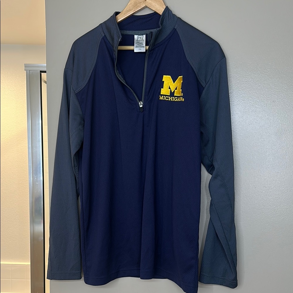 Navy and Gray Michigan Quarter-Zip Pullover